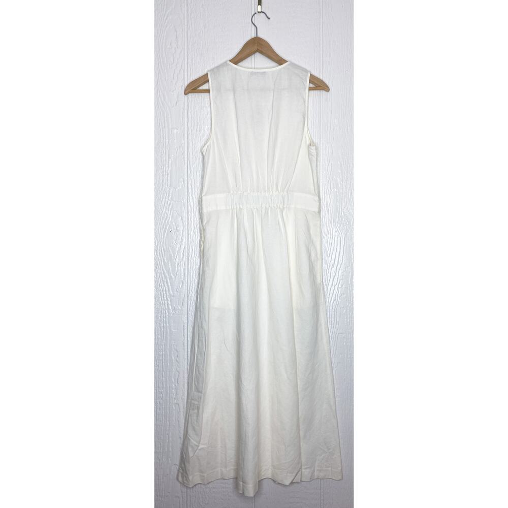 MADEWELL White Button Waist Cotton/Linen Blend Wrap Midi Dress US 6 NWT - Picture 6 of 14